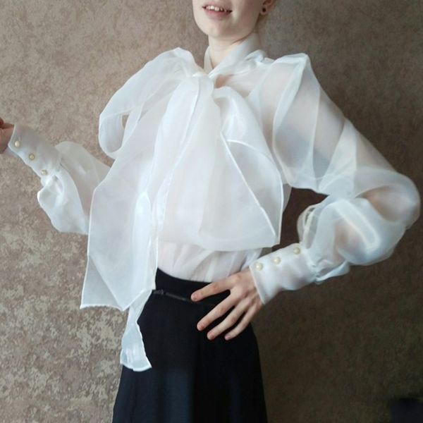 loose summer organza shirt female 2020 new bow long sleeve white black see-through blouses women shirt party fashion
loose summer organza shirt female 2020 new bow long sleeve white black see-through blouses women shirt party fashion