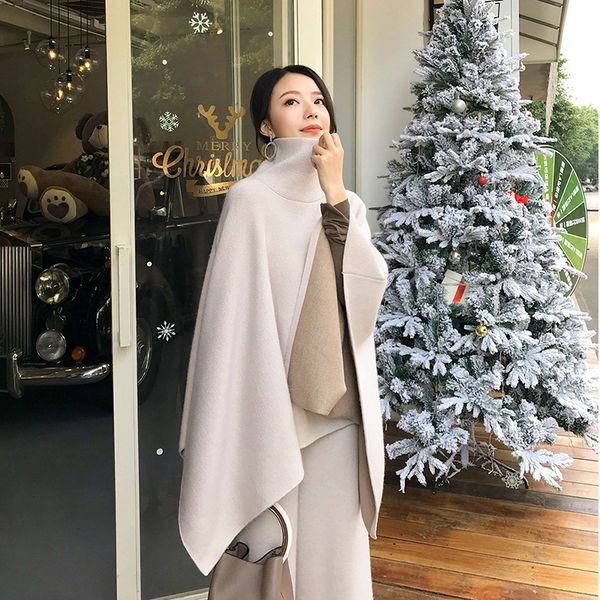 2021 new female mode 2 piece defines solid oversized collar cape coat elastic waist long leg kfer, Gray
2021 new female mode 2 piece defines solid oversized collar cape coat elastic waist long leg kfer, Gray