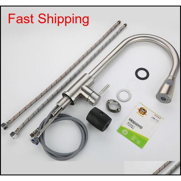 new stainless steel single handle high arc brushed nickel pull out kitchen faucet bar and kitchen sink faucet with p qylbdy yh_pack