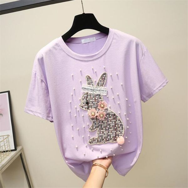 2021 summer new korean collar bead t shirt ladies rowing cotton rabbit from animated drawings loose short t-shirt mujer p929 9tx8, White
2021 summer new korean collar bead t shirt ladies rowing cotton rabbit from animated drawings loose short t-shirt mujer p929 9tx8, White
