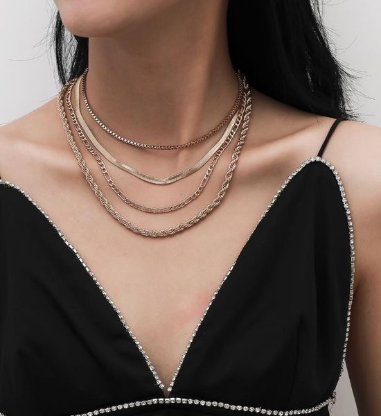 4pcs/set box chain clasp gold screw mixed linked necklaces for women choker chian jewelry fashion 2021, Silver
4pcs/set box chain clasp gold screw mixed linked necklaces for women choker chian jewelry fashion 2021, Silver