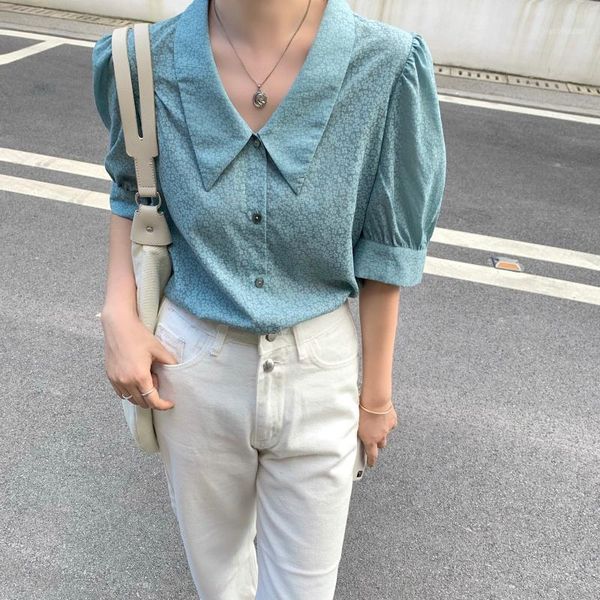 2021 new office lady wear solid shirt women fashion vintage puff sleeve lapel loose floral shirts summer blouses1, White
2021 new office lady wear solid shirt women fashion vintage puff sleeve lapel loose floral shirts summer blouses1, White