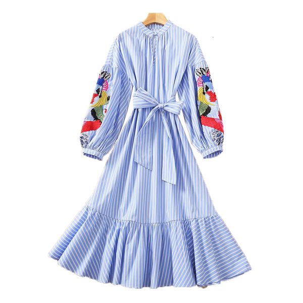 new autumn retro ethnic style embroidered flower print stripe sleeve long thin belt mid-length temperament dress sc0i, Black;gray
new autumn retro ethnic style embroidered flower print stripe sleeve long thin belt mid-length temperament dress sc0i, Black;gray