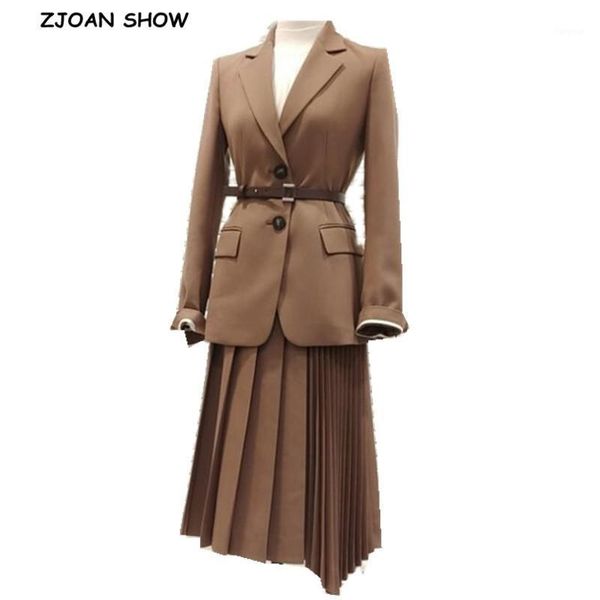 2020 autumn elegant single-breasted button women belt blazer high waist irregular pleated skirt long sleeve suits 2 pieces set1, White
2020 autumn elegant single-breasted button women belt blazer high waist irregular pleated skirt long sleeve suits 2 pieces set1, White
