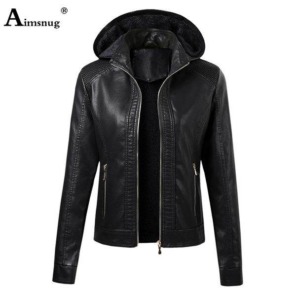 aimsnug 2020 new faux pu leather jackets women autumn hooded outerwear pockets zipper coat slim biker jacket hoodies plus velvet, Tan;black
aimsnug 2020 new faux pu leather jackets women autumn hooded outerwear pockets zipper coat slim biker jacket hoodies plus velvet, Tan;black