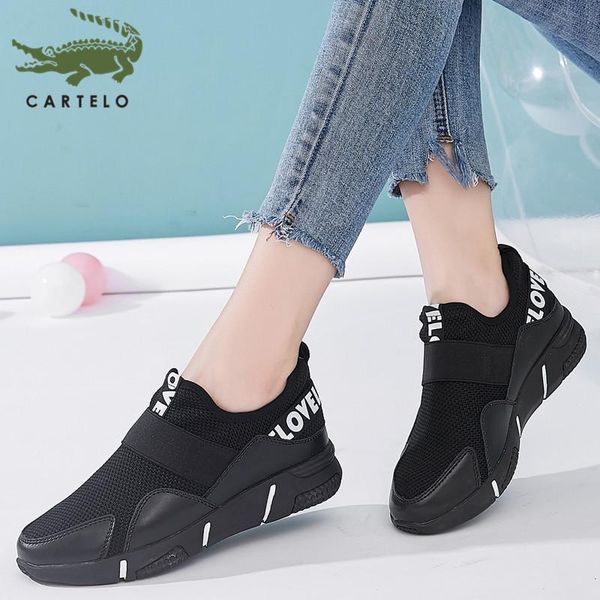 cartelo korean fashion wild running women's shoes student sports casual shoes women's comfortable breathable, Black