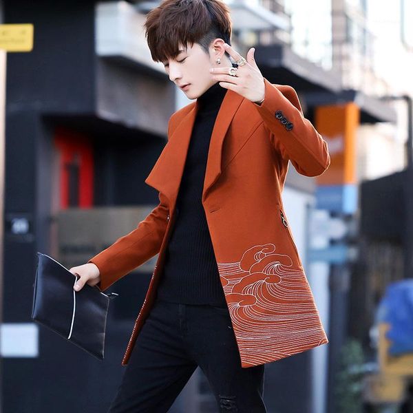 mens slim fit wool blend coat jacket one button casual outwear wool & blends male coats a631, Black 
mens slim fit wool blend coat jacket one button casual outwear wool & blends male coats a631, Black