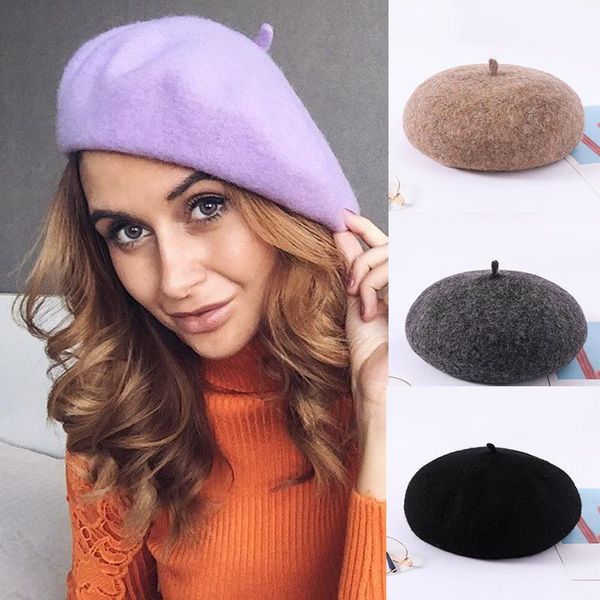 vintage wool beret hat women felt beret painter style hats solid color lady female warm walking cap winter spring, Blue;gray
vintage wool beret hat women felt beret painter style hats solid color lady female warm walking cap winter spring, Blue;gray