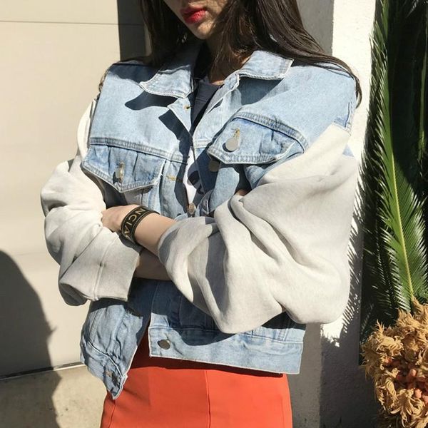 women's jackets 2021 autumn winter womens denim plus size patchwork turn-down collar outerwear fashionable jeans coat sa041s50, Black;brown
women's jackets 2021 autumn winter womens denim plus size patchwork turn-down collar outerwear fashionable jeans coat sa041s50, Black;brown