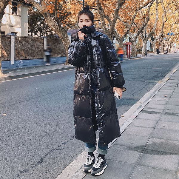 2021 new women's long new winter with hood 90% white duck down korean loose shiny waterproof female jacket 6e nwkg, Black
2021 new women's long new winter with hood 90% white duck down korean loose shiny waterproof female jacket 6e nwkg, Black