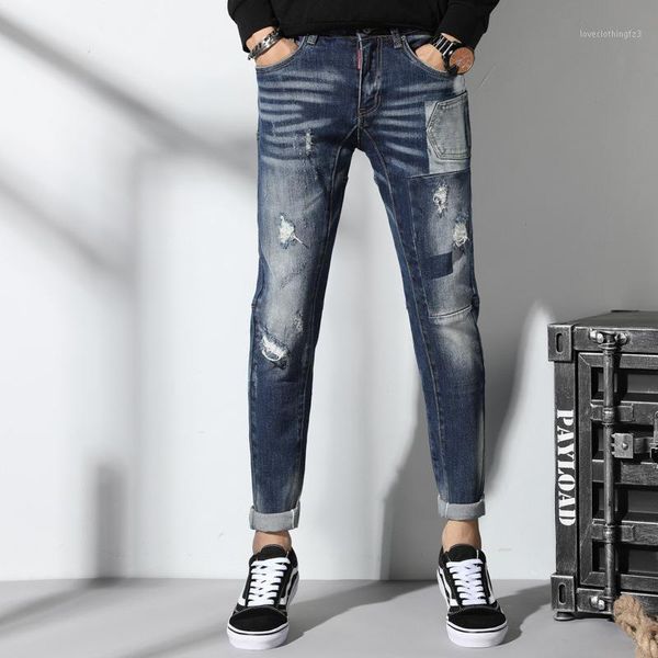 men's jeans men's trousers han edition cultivate morality and feet pants of the patch hole elastic male1, Blue
men's jeans men's trousers han edition cultivate morality and feet pants of the patch hole elastic male1, Blue