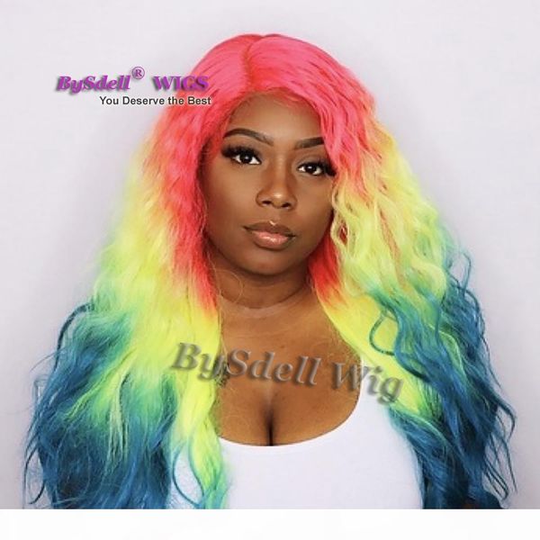 premium natural fiber hair wig pelucas three tone red ombre yellow blue color hair lace front wig loose wave colorful rainbow hair wigs, Black
premium natural fiber hair wig pelucas three tone red ombre yellow blue color hair lace front wig loose wave colorful rainbow hair wigs, Black