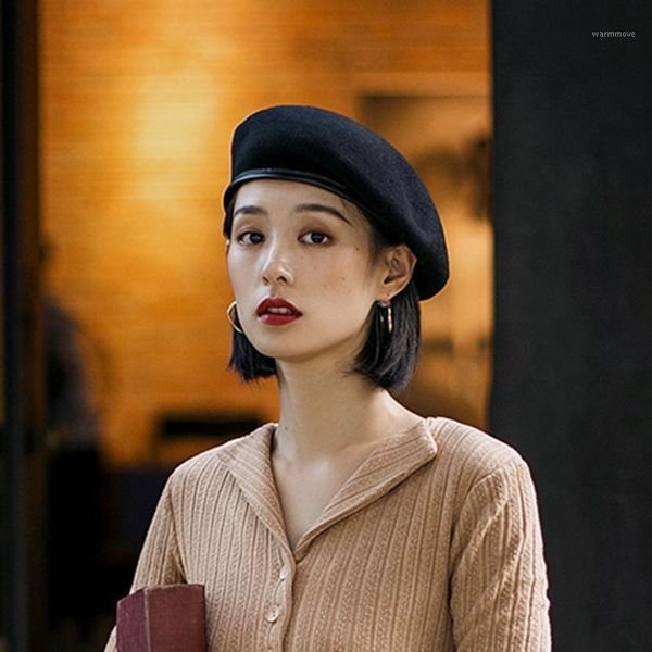 berets for women female autumn winter fashion versatile painter hat female winter literary black british retro leather edge1, Blue;gray
berets for women female autumn winter fashion versatile painter hat female winter literary black british retro leather edge1, Blue;gray