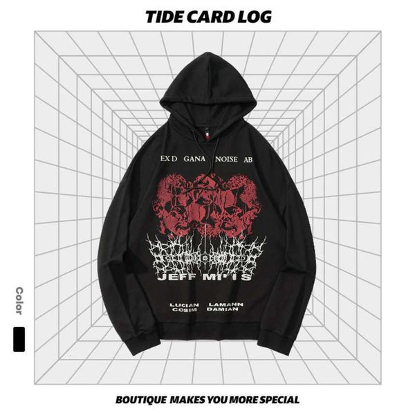 2021tidecardlog autumn winter new high street dark rock men's women's hooded tide brand loose sweater, Black
2021tidecardlog autumn winter new high street dark rock men's women's hooded tide brand loose sweater, Black