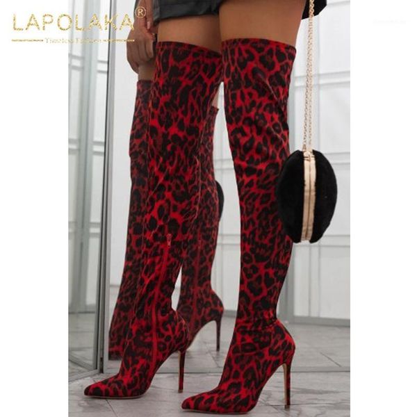 boots lapolaka 2021 design large size 43 thin high heels over the knee woman shoes zipper pointed toe leopard ladies1, Black 
boots lapolaka 2021 design large size 43 thin high heels over the knee woman shoes zipper pointed toe leopard ladies1, Black