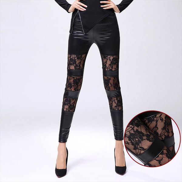 2020 new lady floral lace leggings girl dot mesh summer pant punk rock women leggings fashion fake leather, Black 
2020 new lady floral lace leggings girl dot mesh summer pant punk rock women leggings fashion fake leather, Black