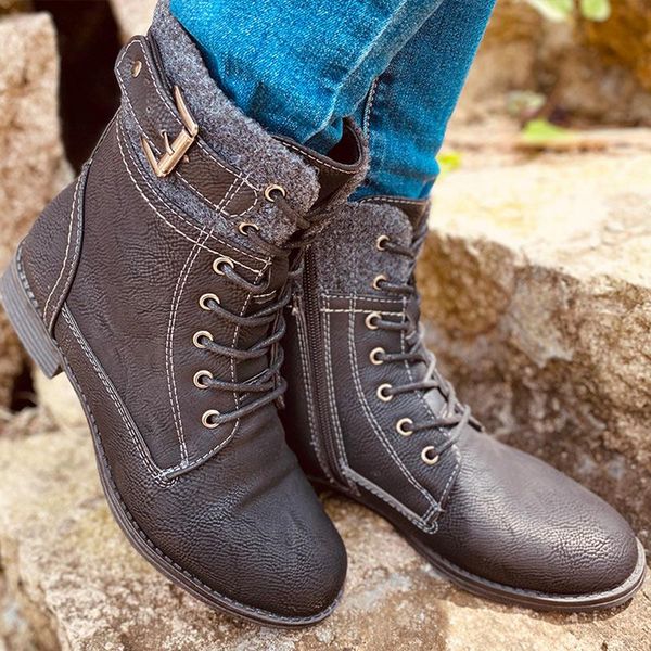 women ankle boots women leather shoes sewing platform lace up ladies female short boots 2020 casual warm boot fashion new, Black
women ankle boots women leather shoes sewing platform lace up ladies female short boots 2020 casual warm boot fashion new, Black