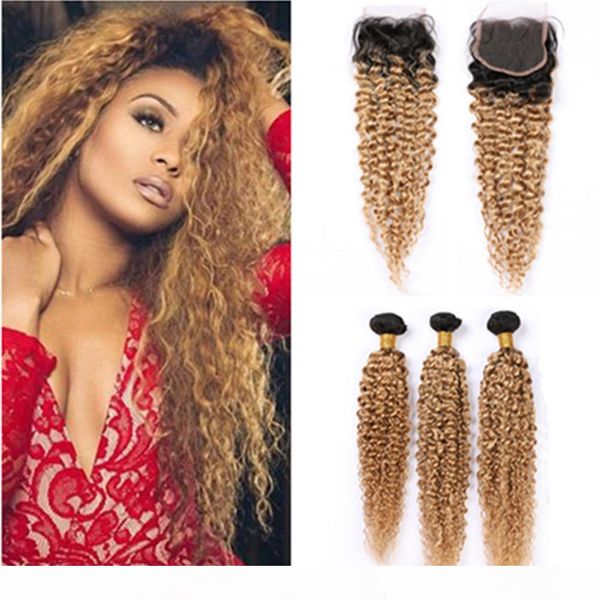 #1b 27 honey blonde ombre brazilian curly human hair 3 bundles with closure kinky curly lace closure with bundles dark root ombre extensions, Black;brown
#1b 27 honey blonde ombre brazilian curly human hair 3 bundles with closure kinky curly lace closure with bundles dark root ombre extensions, Black;brown