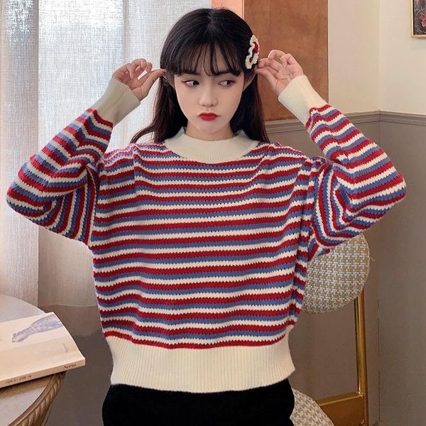 women's sweaters 2021 autumn winter sweater women o-neck striped oversized knitted pullovers casual fashionable outerwear jumpers, White;black
women's sweaters 2021 autumn winter sweater women o-neck striped oversized knitted pullovers casual fashionable outerwear jumpers, White;black