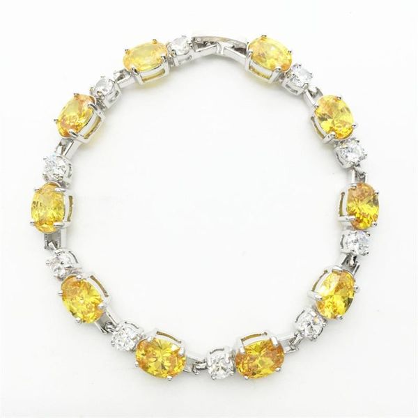 link, chain gold yellow stone color zircon bracelets 10kt white filled women lady's fashion jewelry selling, Black
link, chain gold yellow stone color zircon bracelets 10kt white filled women lady's fashion jewelry selling, Black