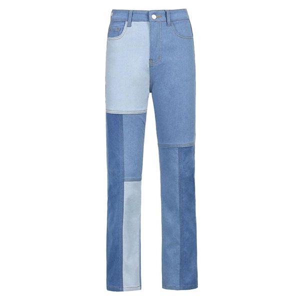 women's jeans 2021 streetwear fashion casual loose high waist color block patchwork wide leg straight denim pants trousers, Blue
women's jeans 2021 streetwear fashion casual loose high waist color block patchwork wide leg straight denim pants trousers, Blue