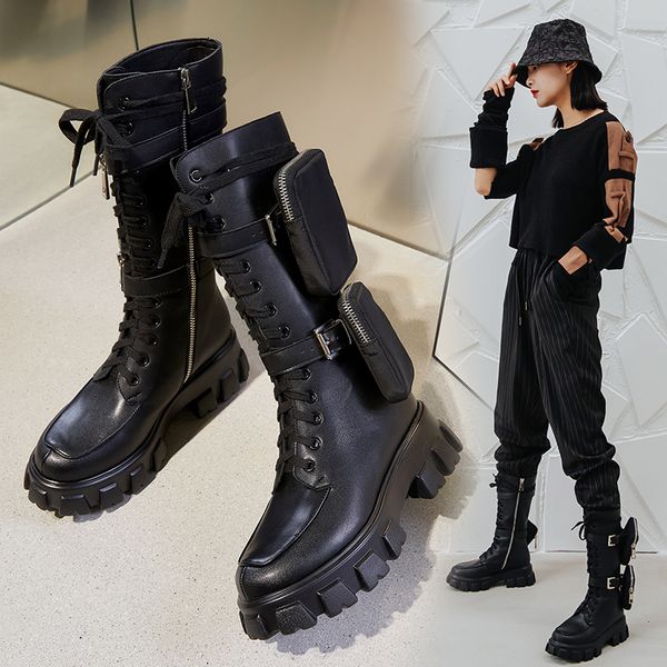 2020 women's mid-sized leather mid-tube platform motorcycle military rent boots up y6vv, Black
2020 women's mid-sized leather mid-tube platform motorcycle military rent boots up y6vv, Black