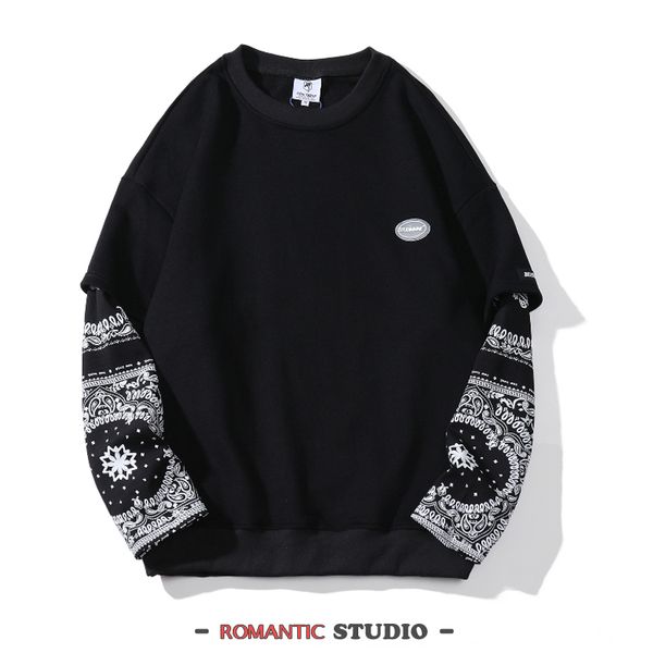 2021 new two-piece long retro male shirt stitch around neck jumper loose autumn hip caju flower couples ijm9, Black
2021 new two-piece long retro male shirt stitch around neck jumper loose autumn hip caju flower couples ijm9, Black