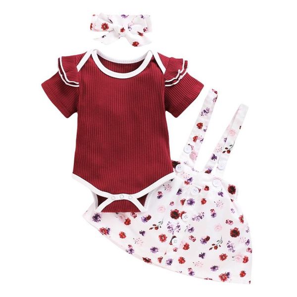 new arrived 3pcs infant baby girl outfits floral short sleeve romper +ruffle suspender skirt+headband outfits, White
new arrived 3pcs infant baby girl outfits floral short sleeve romper +ruffle suspender skirt+headband outfits, White