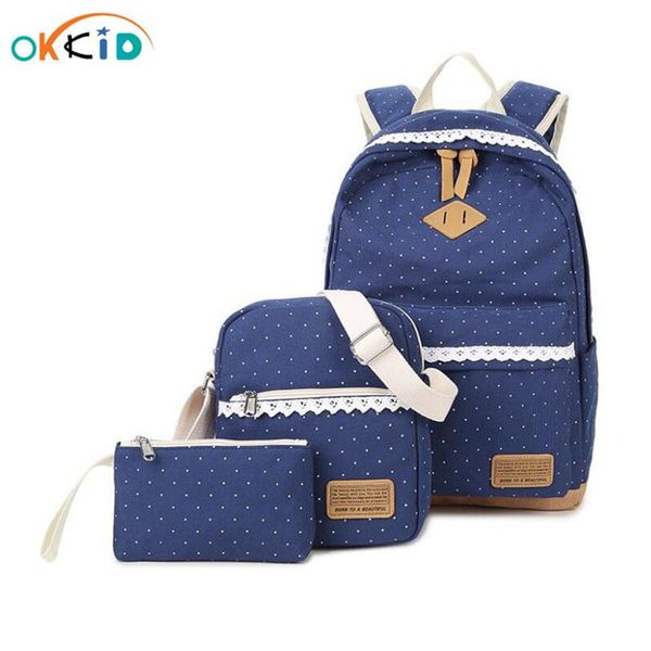 3шт blue dot canvas школа рюкзак набор милые сумки кружево украшение школа для девочек портативного компьютера рюкзак 14 pen карандаш сумки
3шт blue dot canvas школа рюкзак набор милые сумки кружево украшение школа для девочек портативного компьютера рюкзак 14 pen карандаш сумки