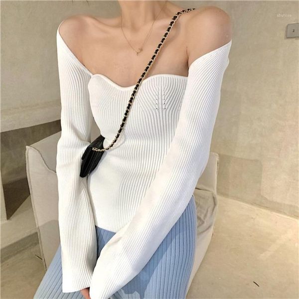 women's sweaters knitted sweater spring 2021 strapless long sleeve ladies pullover square collar female gd6661, White;black
women's sweaters knitted sweater spring 2021 strapless long sleeve ladies pullover square collar female gd6661, White;black