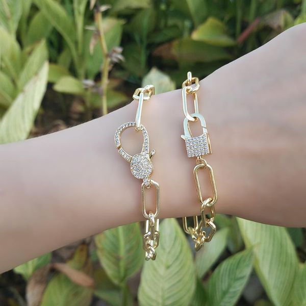 charm bracelets arrival gold chain bracelet plated copper cz zircon crystal heart padlock women boho jewelry wholesale 4 styles, Golden;silver
charm bracelets arrival gold chain bracelet plated copper cz zircon crystal heart padlock women boho jewelry wholesale 4 styles, Golden;silver