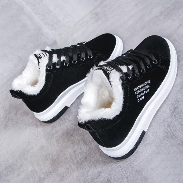 boots cotton shoes female women's winter plus velvet thick-soled warm snow, Black