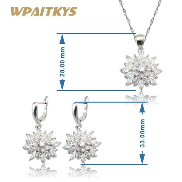 wpaitkys white cubic zirconia flower silver color jewelry sets for women necklace pendant drop earrings rings gift box 
wpaitkys white cubic zirconia flower silver color jewelry sets for women necklace pendant drop earrings rings gift box