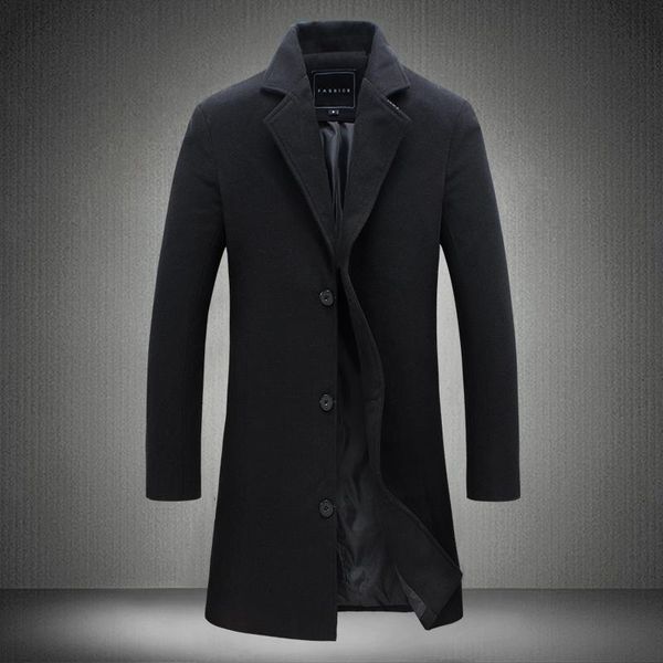 men's business casual long wool & blends new fashion male autumn single breasted woolen coats outwear windbreaker jackets, Black
men's business casual long wool & blends new fashion male autumn single breasted woolen coats outwear windbreaker jackets, Black