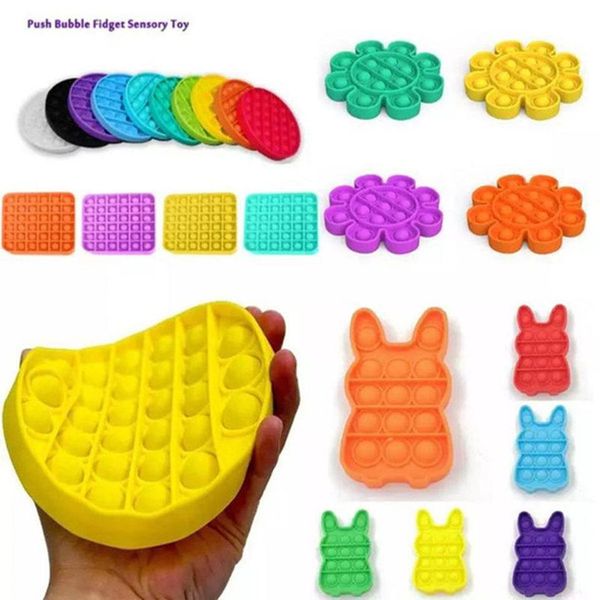 In Stock Push Bubble Fidget Toys pop it Autism Special Needs Stress Reliever Helps Relieve Stress and Increase Focus Soft Squeeze Toy 2021