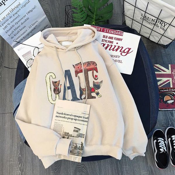 2020 winter casual women hoody sweatshirt print cute love heart cat family loose wild korean student pullover female, Black
2020 winter casual women hoody sweatshirt print cute love heart cat family loose wild korean student pullover female, Black