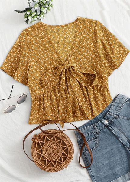 women's blouses & shirts summer 2021 womens short sleeve v neck print shirt women blouse roupa feminina elegant bow knot crop top, White
women's blouses & shirts summer 2021 womens short sleeve v neck print shirt women blouse roupa feminina elegant bow knot crop top, White