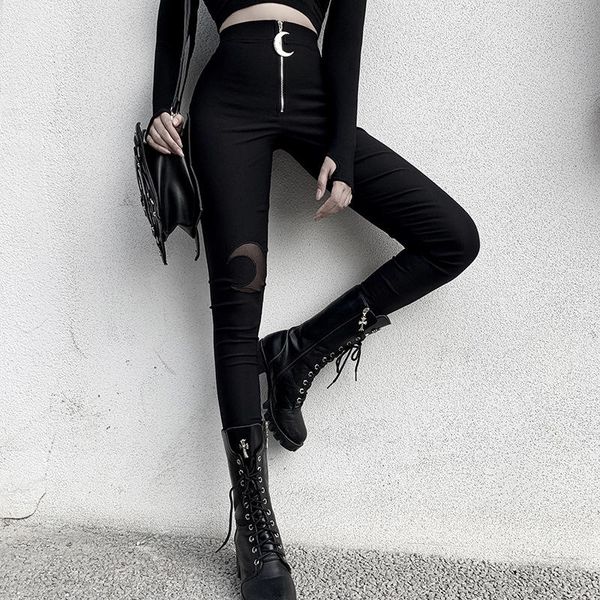women female ladies punk gothic crescent zipper high waist slim fitness pencil pants long trousers pantalons streetwear, Black;white
women female ladies punk gothic crescent zipper high waist slim fitness pencil pants long trousers pantalons streetwear, Black;white