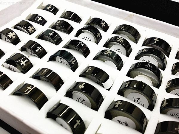 cross wholesale mix styles men's 36factory black plating stainless steel band rings brand new, Silver
cross wholesale mix styles men's 36factory black plating stainless steel band rings brand new, Silver