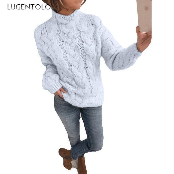 lugentolo women sweater autumn winter loose casual twist color half-collar long sleeves new knitted sweater, White;black
lugentolo women sweater autumn winter loose casual twist color half-collar long sleeves new knitted sweater, White;black