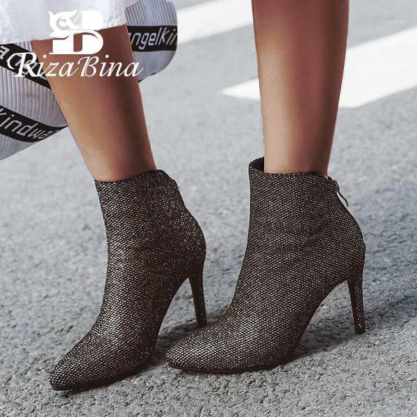 rizabina 4 color fashion bling thin high heel shoes women ankle boots pointed toe zipper office ladies club footwear size 34-431, Black
rizabina 4 color fashion bling thin high heel shoes women ankle boots pointed toe zipper office ladies club footwear size 34-431, Black