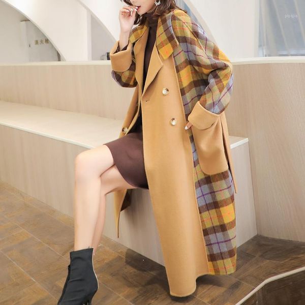 double-sided cashmere coat female new long winter 2021 over-the-knee stitching loose grid cloth coat1, Black
double-sided cashmere coat female new long winter 2021 over-the-knee stitching loose grid cloth coat1, Black