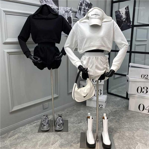 short crop crop hoodie hoodie women sport loose-fitting thin + elasticated high-waisted pleated slit shorts set1, Gray
short crop crop hoodie hoodie women sport loose-fitting thin + elasticated high-waisted pleated slit shorts set1, Gray