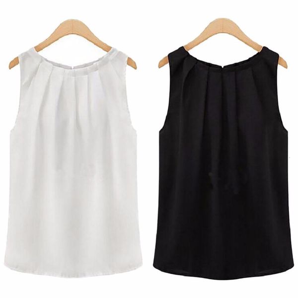 women shirt plus size xxxl women tropical simple pure color fold sleeveless o neck chiffon blouses casual, White
women shirt plus size xxxl women tropical simple pure color fold sleeveless o neck chiffon blouses casual, White