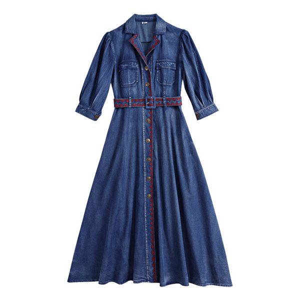 denim v neck embroidery print long dress women boho bracelet sleeve casual dresses with belt y070, Black;gray
denim v neck embroidery print long dress women boho bracelet sleeve casual dresses with belt y070, Black;gray