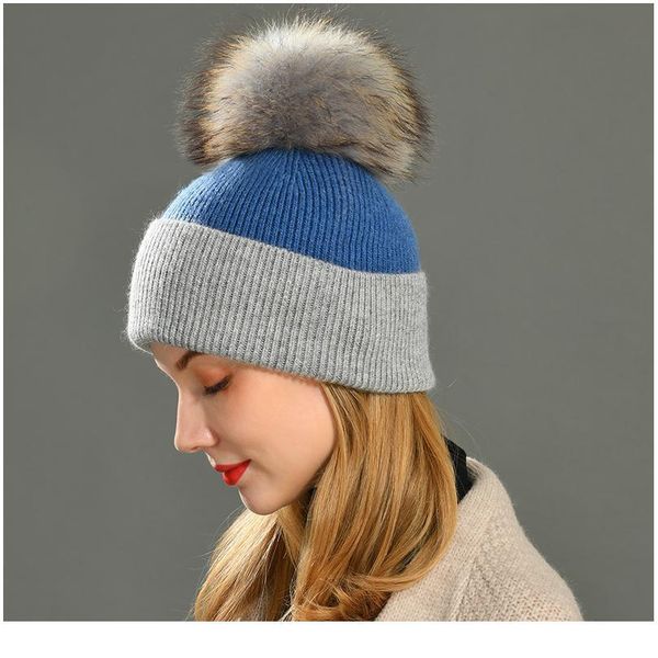 women spring hat big raccoon fur pom pom stripe hat 2018 elegant wool knitted female cash qylaks, White
women spring hat big raccoon fur pom pom stripe hat 2018 elegant wool knitted female cash qylaks, White