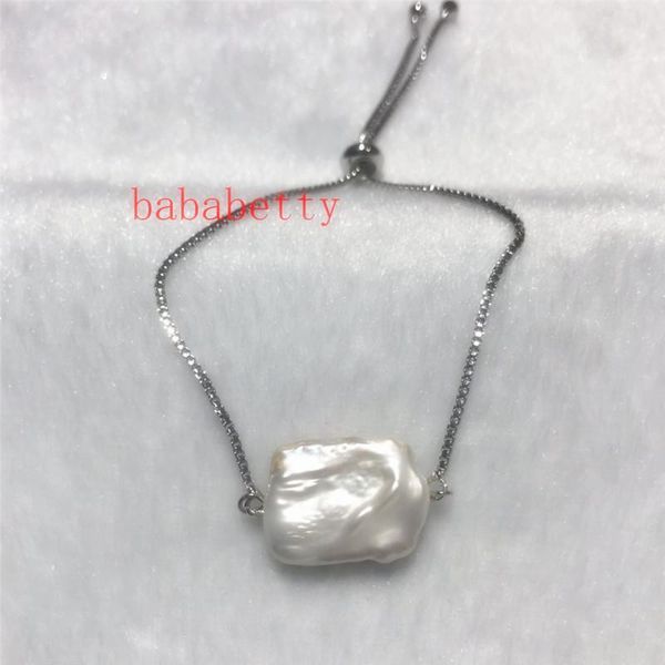 link, chain natural white pearl irregular square size about 15-19mm adjustable length, Black
link, chain natural white pearl irregular square size about 15-19mm adjustable length, Black