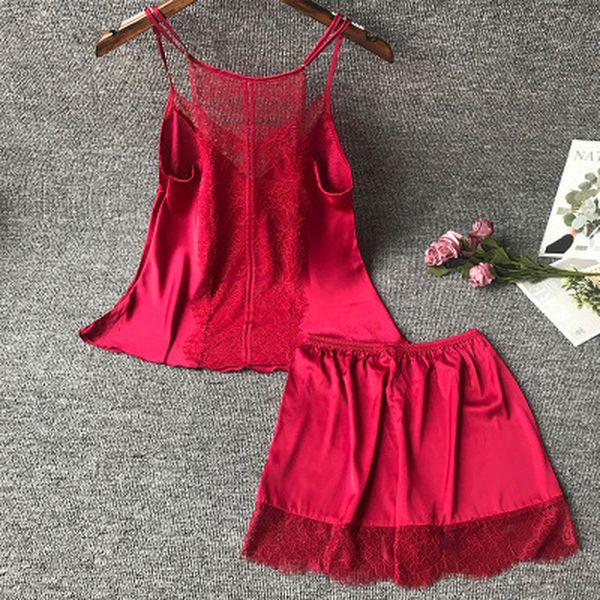 qweek two piece sets women sleepwear silk pajamas nightwear satin pyjamas lace homewear pijamas sleep lounge y200708, Black;red
qweek two piece sets women sleepwear silk pajamas nightwear satin pyjamas lace homewear pijamas sleep lounge y200708, Black;red