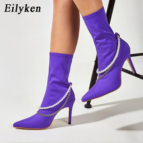eilyken fashion purple chain women boots pointed toe elastic ankle boots heels shoes 2020 new autumn winter female socks, Black
eilyken fashion purple chain women boots pointed toe elastic ankle boots heels shoes 2020 new autumn winter female socks, Black