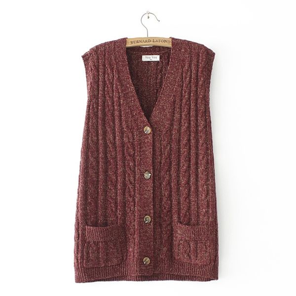 casual sweater vest women sleeveless cardigan autumn winter loose jumper v neck two pocket knitwear female twist oversize y201128, Black;white 
casual sweater vest women sleeveless cardigan autumn winter loose jumper v neck two pocket knitwear female twist oversize y201128, Black;white